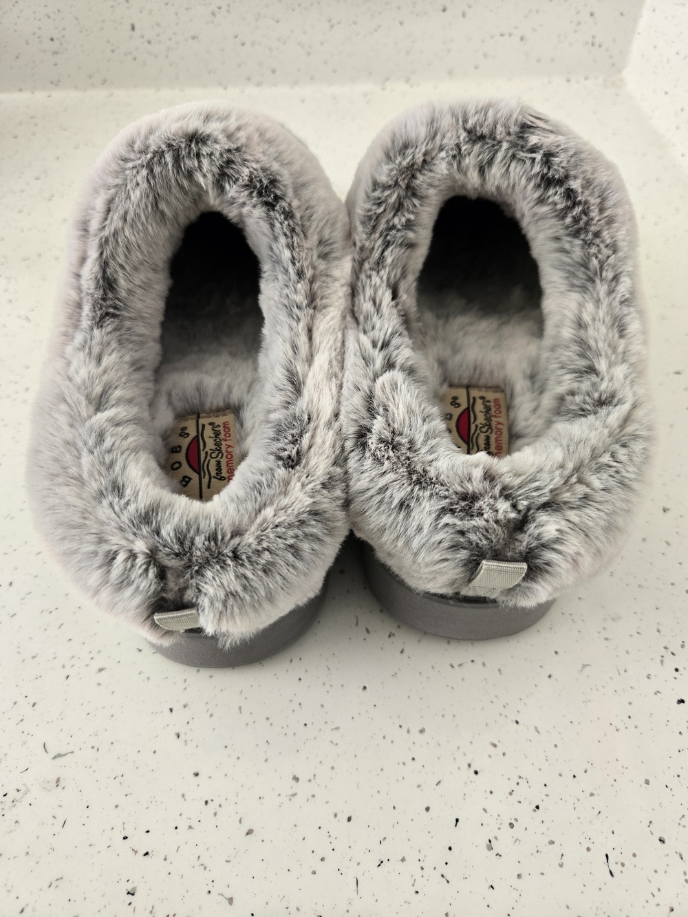 Skechers BOBS Memory Foam Faux Fur Grey - Picture 4 of 6